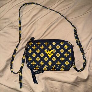 Vera Bradley Blue and Gold WVU Patterned Crossbody Bag
